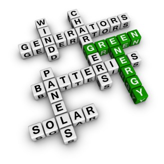 crossword puzzle with green terms