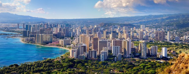 Spectacular view of Honolulu city, Oahu